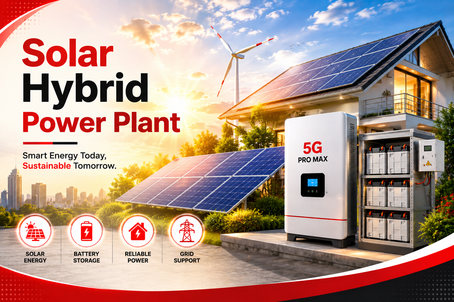 Hybrid solar power system with battery backup installation
